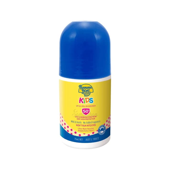 Banana Boat Kids SPF 50+ Roll On Sunscreen Mild & Gentle 4-Hour Water Resistant (Australia) 75mL