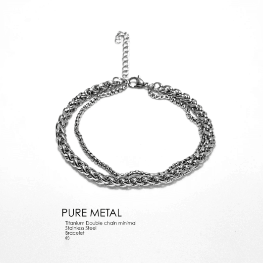 Double Chain Minimal Silver Bracelet