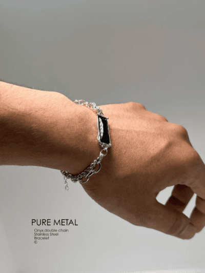 Onyx Double Chain Stainless Steel Bracelet