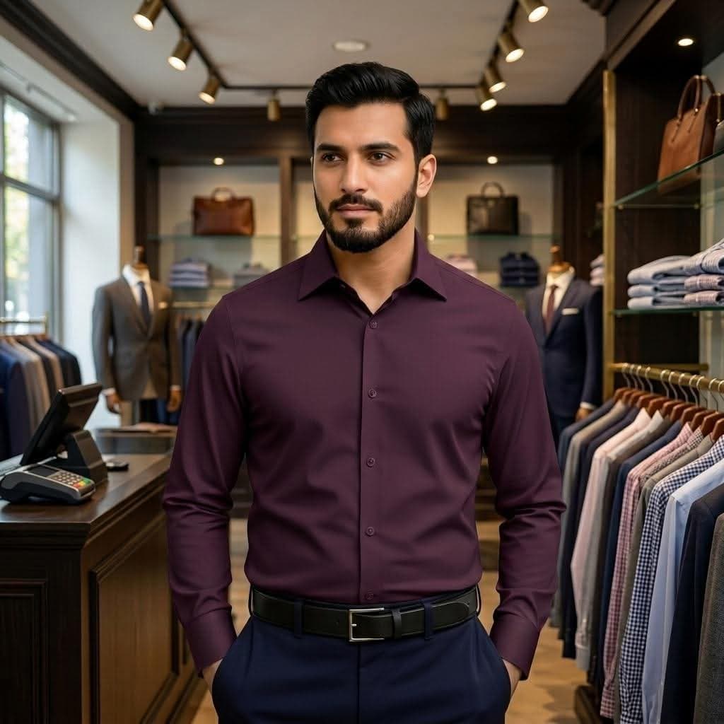 Men's Premium China High-Spandex Formal Shirt - Maroon