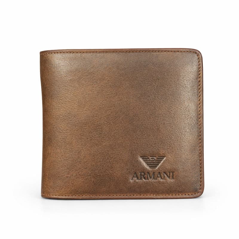 Armani Premium Black Leather Bifold Wallet