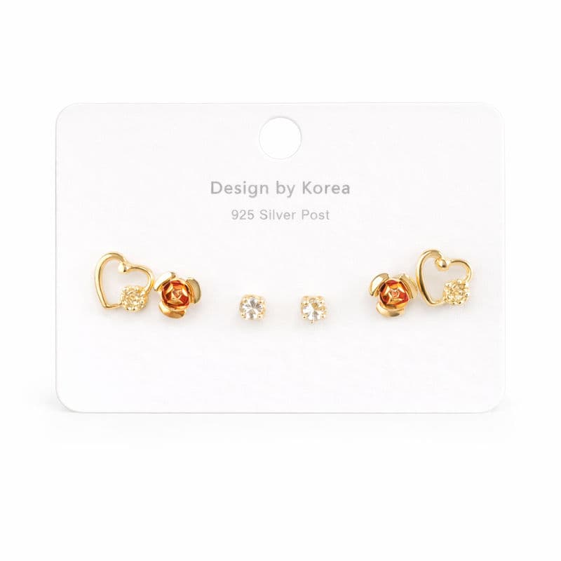 Copper Tiny Eartops Set (3 Pairs)